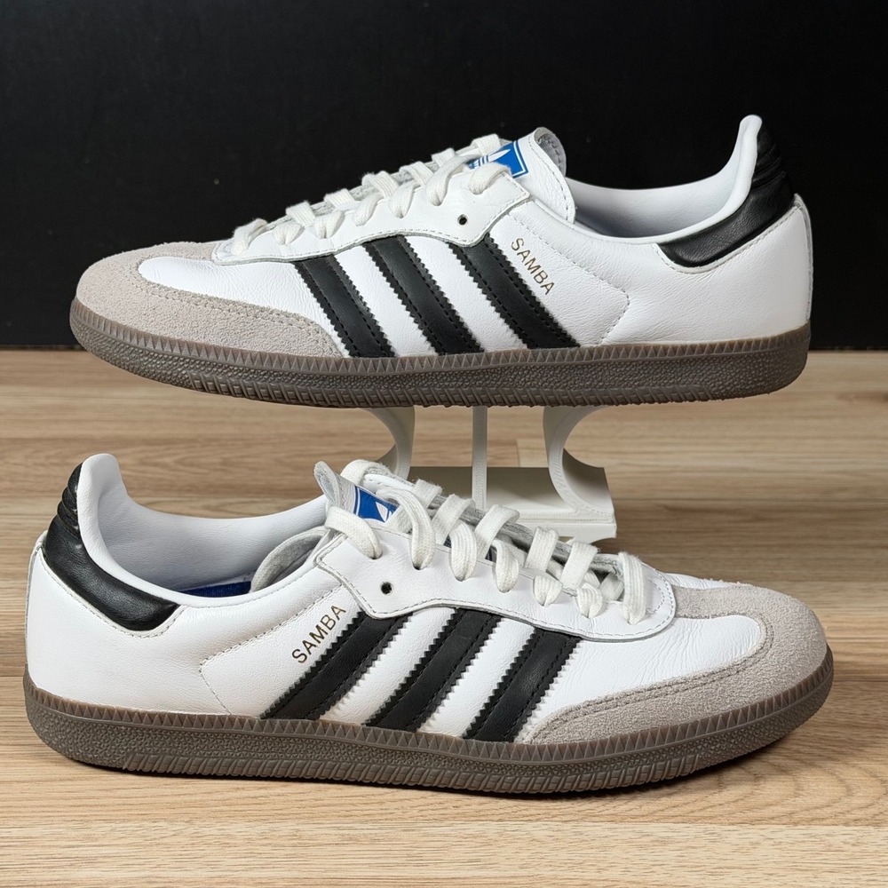 Adidas Samba Mens Size 7 White Black Gum Leather Athletic Casual Sneakers B75806